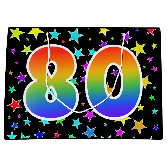 Färga stjärnor + regnbåge Mönster "80" händelsenum (Framsidan)