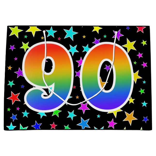 Färga stjärnor + regnbåge Mönster "90" Händelsenum (Framsidan)