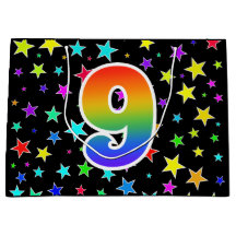 Färga stjärnor + regnbåge Mönster ’9’ Händelsenumm