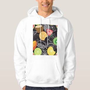 Färga tropiska frukter, svart bakgrund. hoodie