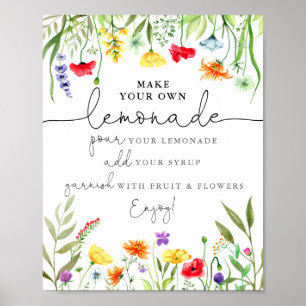 Färga vilda blommor Gör ett eget citronmärke Poster