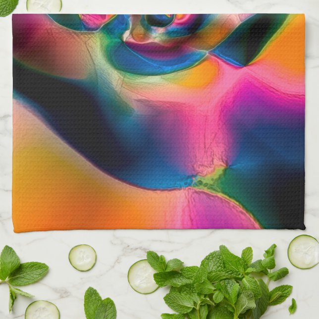 Färgad abstrakt tvinnat linjer i ljusskulptur kökshandduk (Vikta)