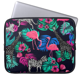 färgad afrikansk bakgrund, giraffe, leopard, tige laptop fodral