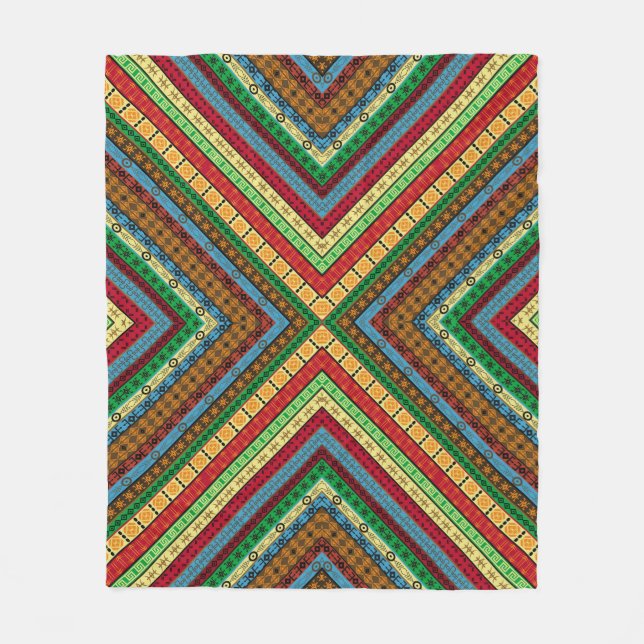 Färgad afrikanska geometriska motiv och symboler b fleecefilt (Framsidan)