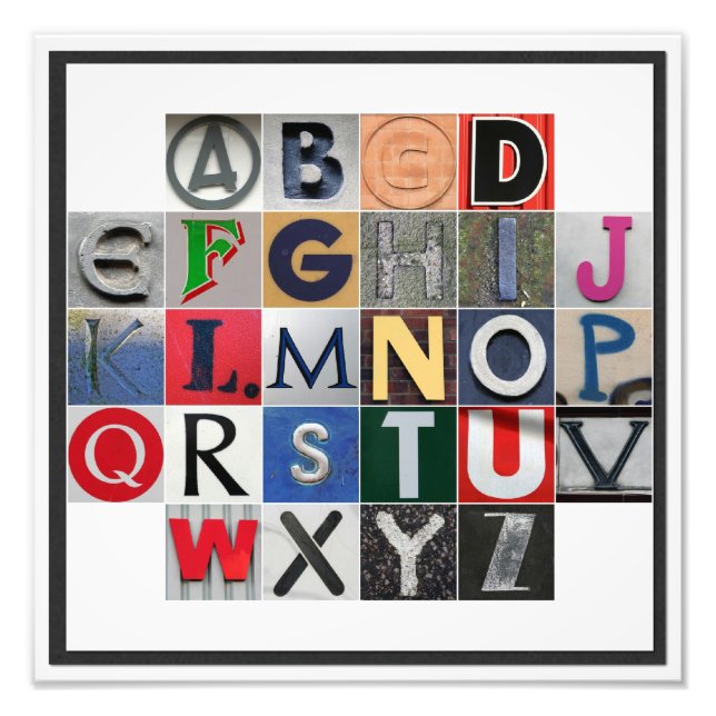Färgad Alphabet Photo Print Fototryck (Framsidan)