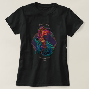 Färgad art nouveaustildrake t shirt