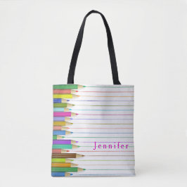 Färgad Art Pencil Design Back to school Anpassning Tygkasse