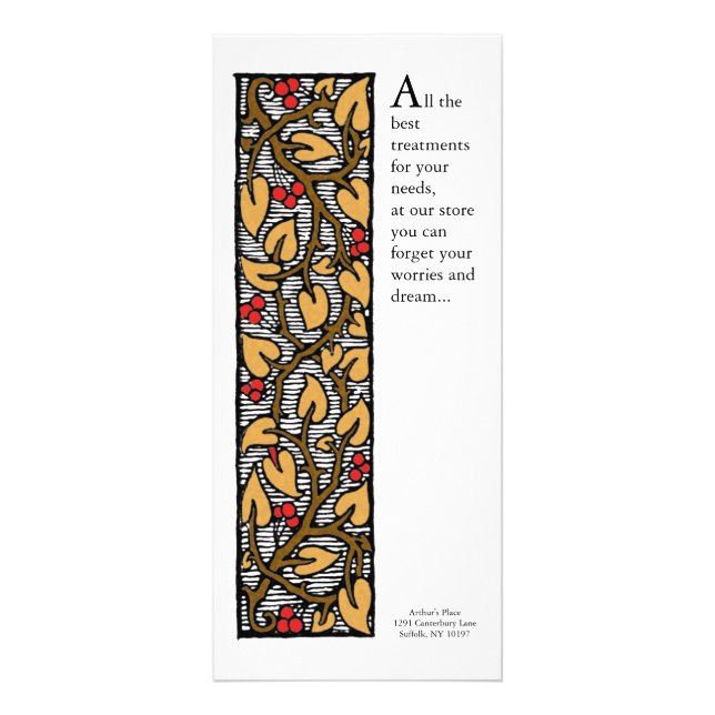 Färgad Arts och Crafts Vine och Löv Reklamkort (Framsidan)