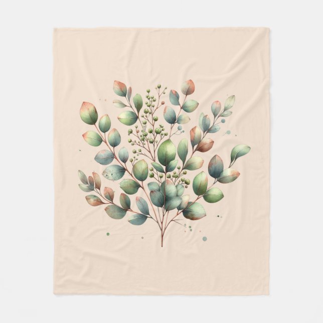 Färgad av botaniska vattenkräm i eukalyptus fleecefilt (Framsidan)