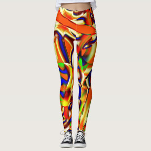 Färgad av färg, blått och orange som slagits leggings