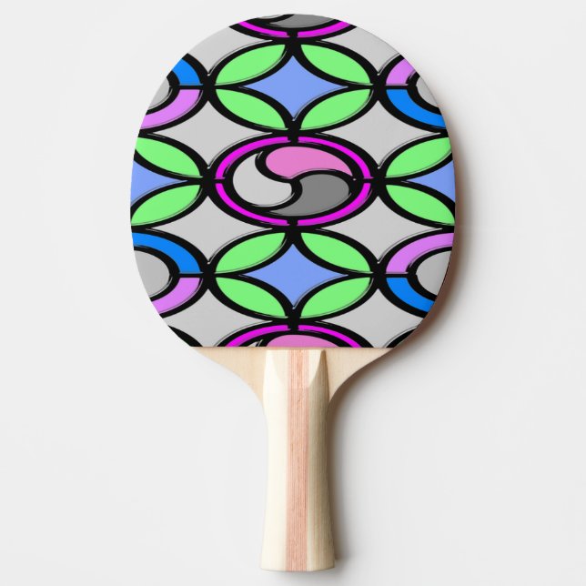 färgad av glas, tippad pingisracket (Framsidan)