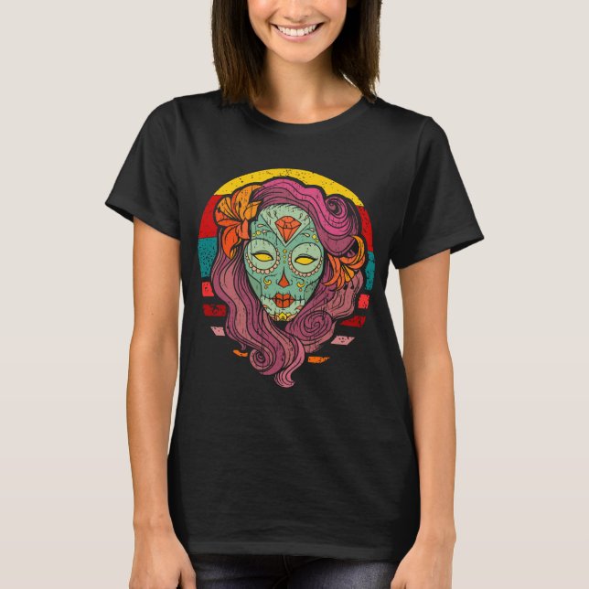Färgad av sockerskalle t shirt (Framsida)