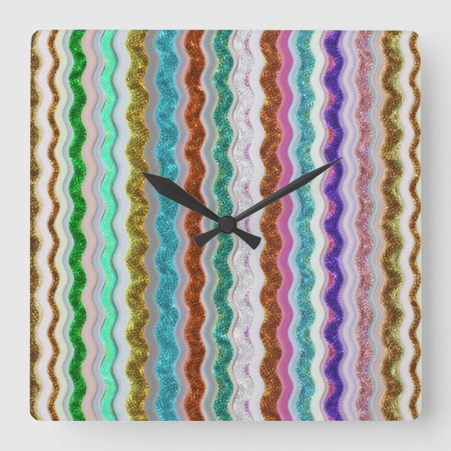 Färgad av vågigt rand som liknar orakskinn fyrkantig klocka (Framsida)