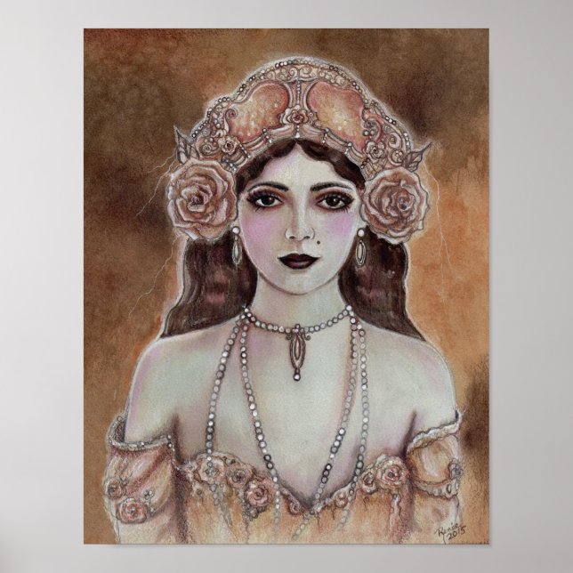 Färgad av viktoriansk kvinnlig sepia poster av Ren (Framsidan)