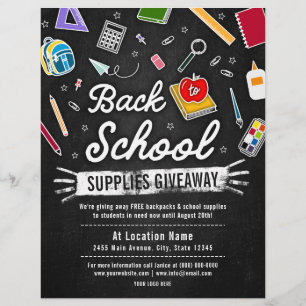 Färgad Back to school Supply Giveaway Chalkboard Reklamblad