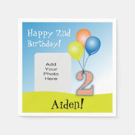 Färgad Balloons Child's 2nd Birthday Photo Pappersservett