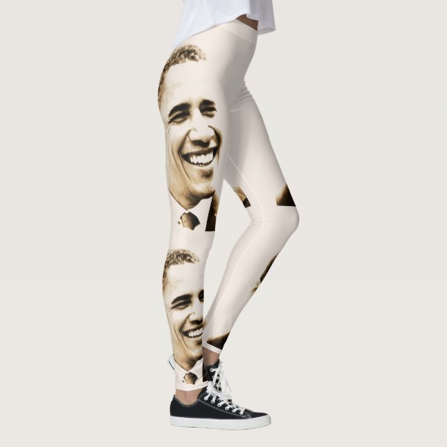 Färgad barackObama ljus kräm Leggings (Höger)
