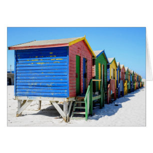 Färgad Beach Huts Hälsningskort