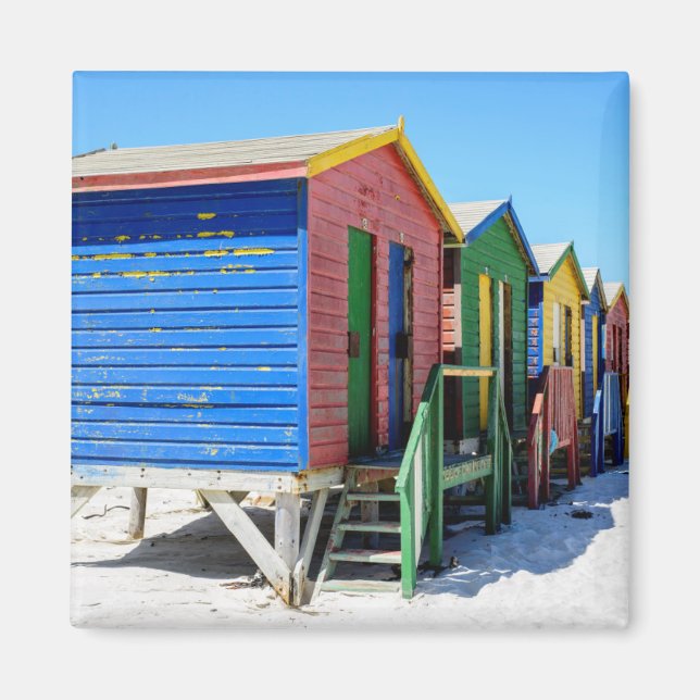 Färgad Beach Huts Magnet (Framsidan)