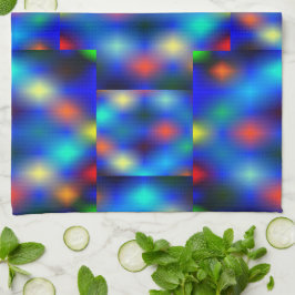 Färgad, bild simulerar flap-flotation, över blått kökshandduk