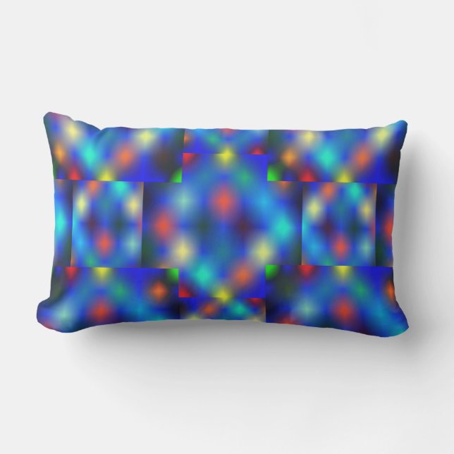 Färgad, bild simulerar flap-flotation, över blått lumbarkudde (Framsida)