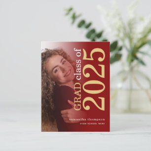 Färgad bild vinröd guld 2025 examen meddelande vykort