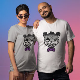 Färgad björn med Goth Asexuell Pride Flagga T Shirt