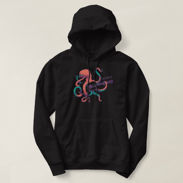 Färgad bläckfisk som spelar gitarr hoodie (Design framsida)
