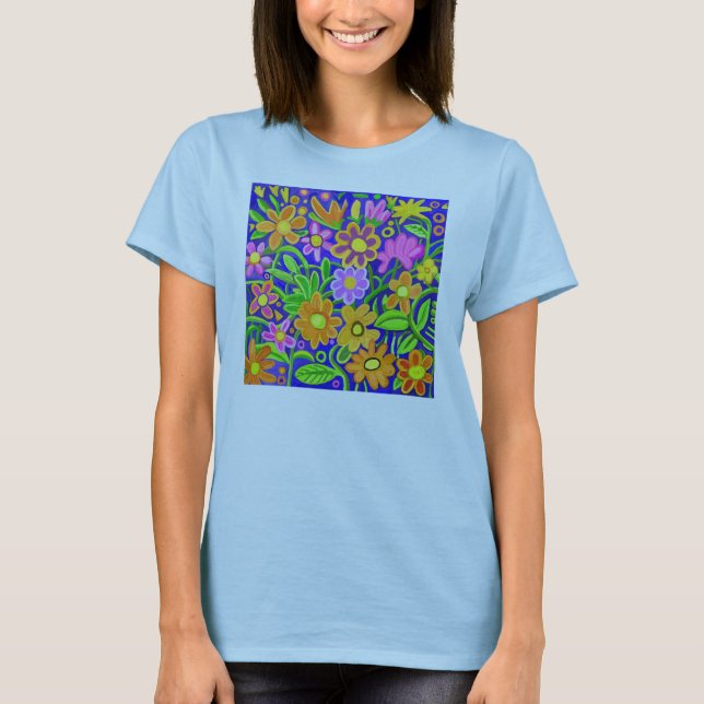 Färgad Blommigt - Anpassad Tee Shirt (Framsida)