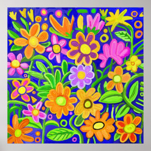 Färgad Blommigt Poster
