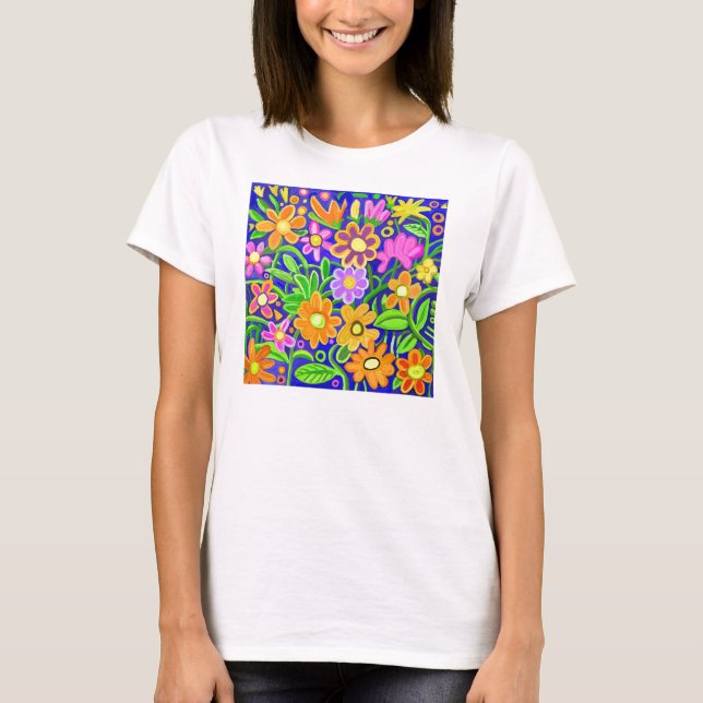 Färgad Blommigt T-shirt (Framsida)