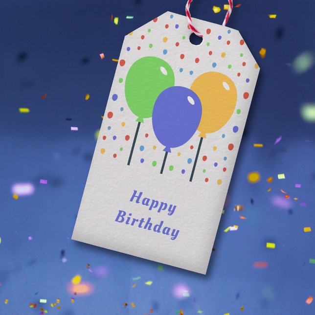 Färgad Bubblor Birthday Presentetikett (Colored Balloons Birthday Gift Tags)