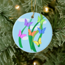 Färgad Butterflies och Himlar Julgransprydnad Keramik
