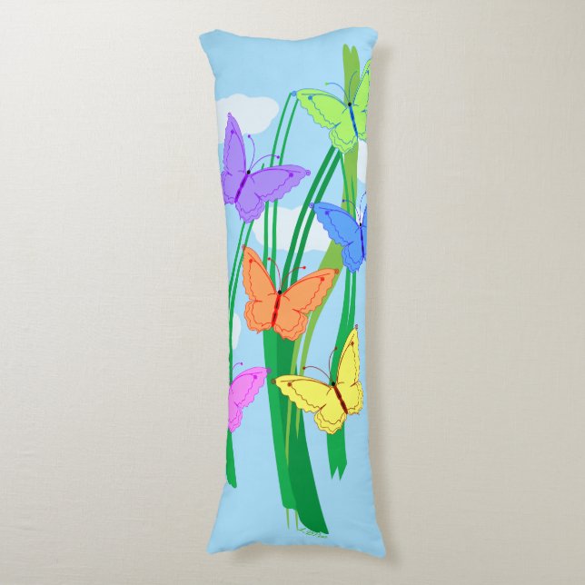 Färgad Butterflies och Himlar Kroppskudde (Framsidan Vertikal)