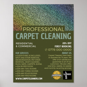 Färgad Carpet, Carpet Cleaner, Städning Service Poster