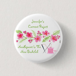 Färgad Cherry Blommar Needlepoint Knapp