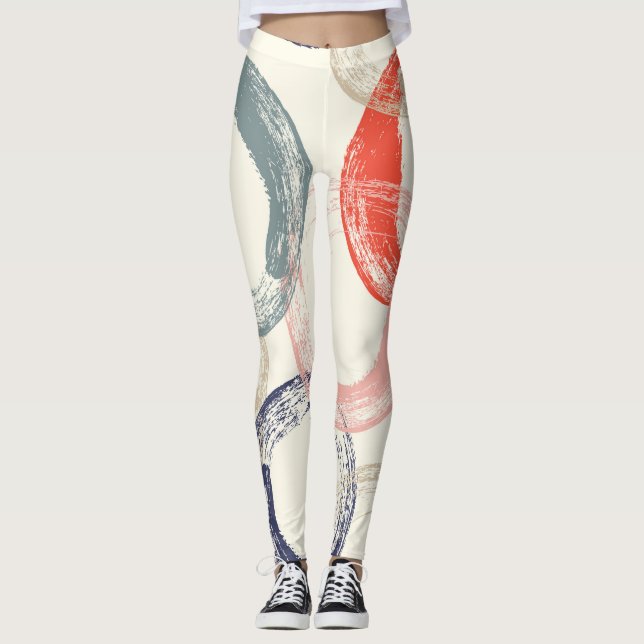 Färgad Circles Push Struktur Mönster Leggings (Framsida)
