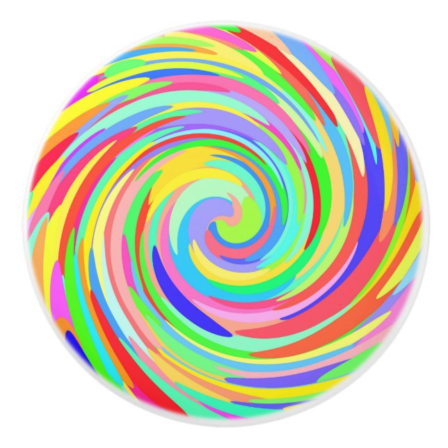 Färgad Dots Swirl Door Knob Knopp (Framsidan)