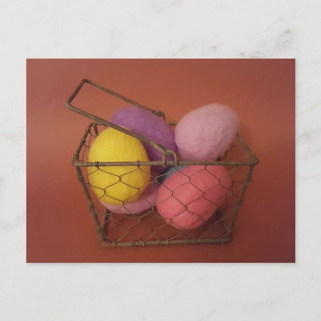 Färgad Eggs Basket vykort - Påsk (Framsida)