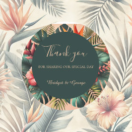 Färgad Exotic Hawaiian Tropical Bröllop Tack Runt Klistermärke