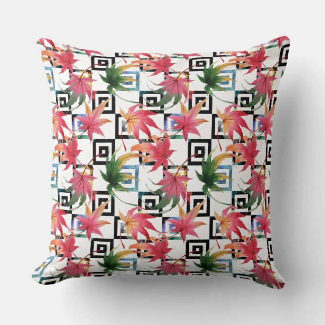 Färgad Fall Reversible Watercolor Pillow Kudde (Framsida)