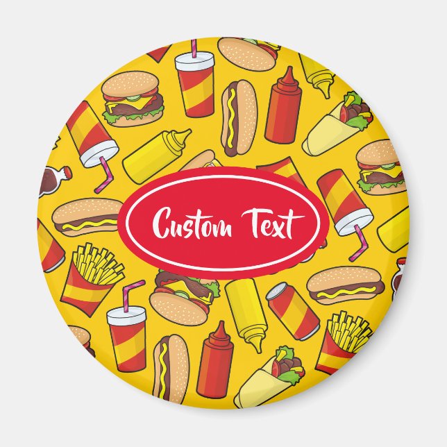 Färgad Fast Food Icons Mönster Magnet (Framsidan)