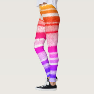 färgad fet rand shabby chic av trikå leggings