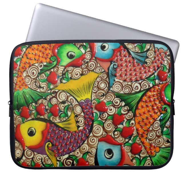 Färgad Fish Laptop sleeve (Framsidan)