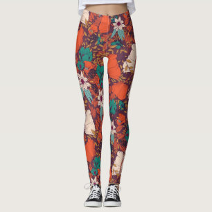 Färgad Flowers Mönster Leggings