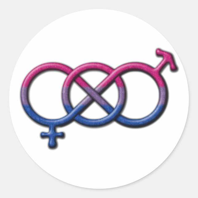 Färgad för Gender av Bisexual Pride Flagga, symbol Runt Klistermärke (Framsida)