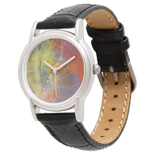 Färgad förstenad trä armbandsur (Vinklad)