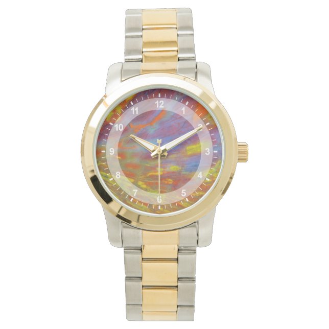 Färgad förstenad trädetalj armbandsur (Framsida)