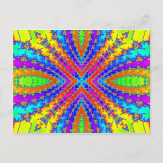 färgad fraactal kaleidoskop Art Vykort (Framsida)