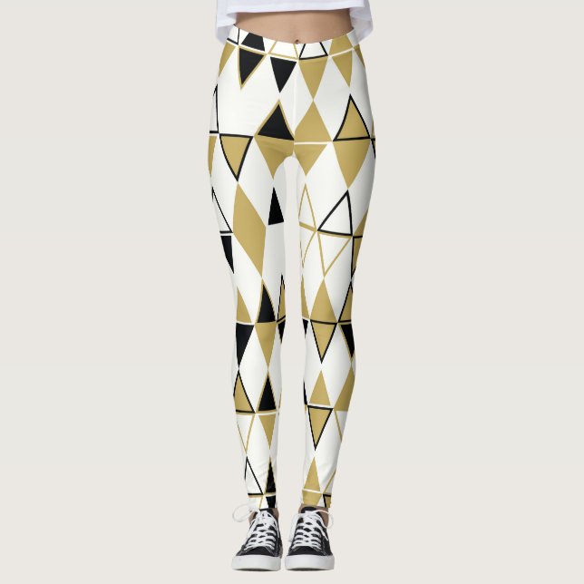 Färgad, geometrisk abstrakt mönster leggings (Framsida)